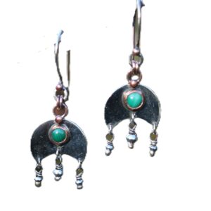 Moon silver and turquoise earrings