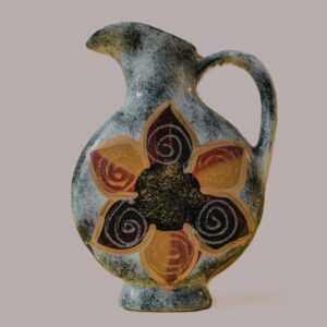 Flower decorated pottery jug