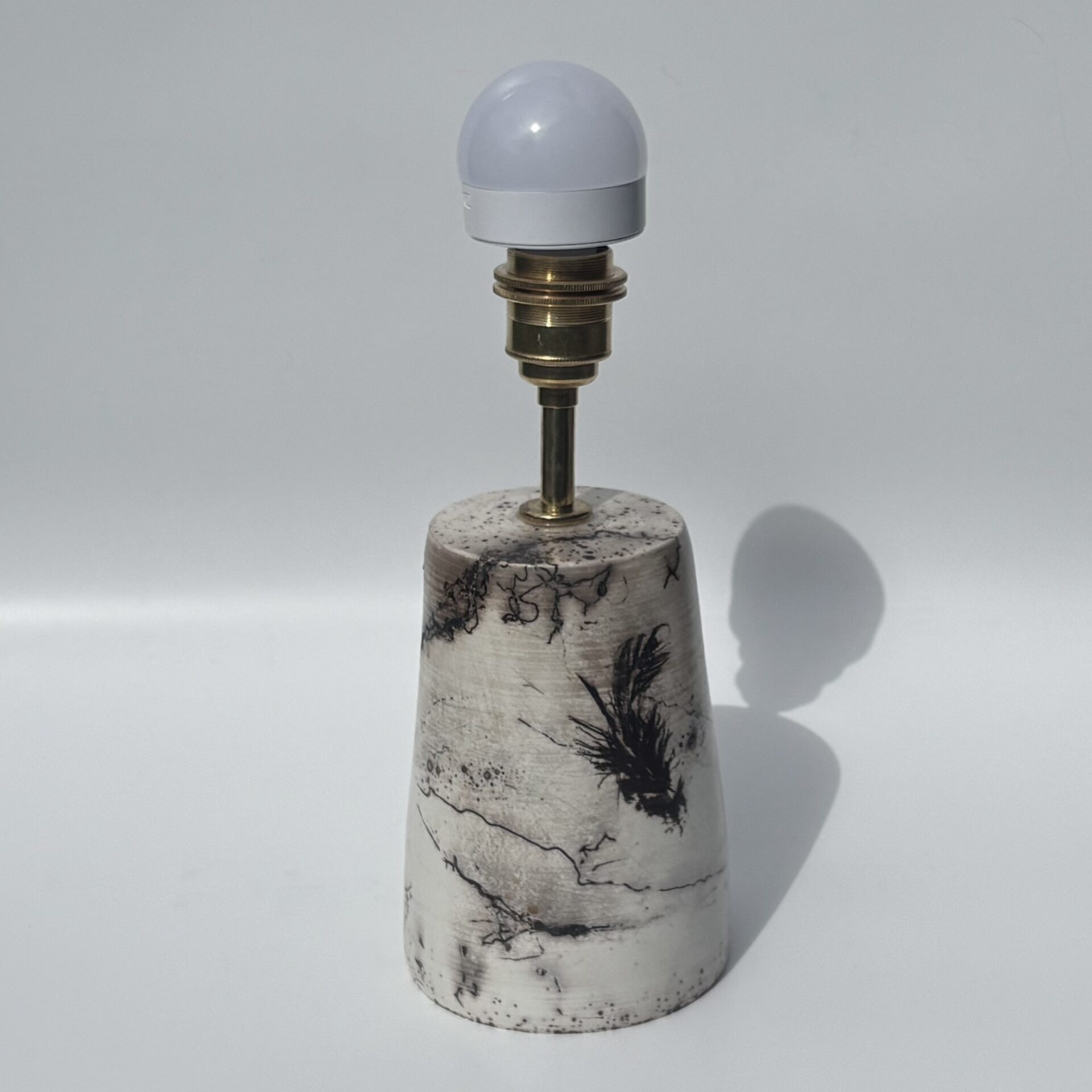 Horsehair and feather Raku lamp