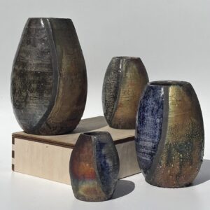 Set of 4 Raku vases